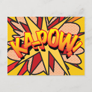 Cartão Postal De Anúncio KA-POW Bolha de Fala Divertida Mensagem Retro