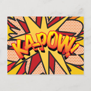 Cartão Postal De Anúncio KA-POW Diversão Arte Pop Retrô de Quadrinhos