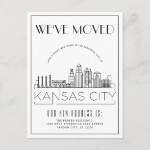 Cartão Postal De Anúncio Kansas City Modern Deco   Mudança de Endereço