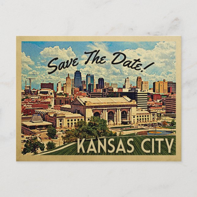 Cartão Postal De Anúncio Kansas City Salve A Data Missouri (Frente)