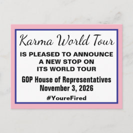 Cartão Postal De Anúncio Karma World Tour Médio Eleições 2026 GOP demitido