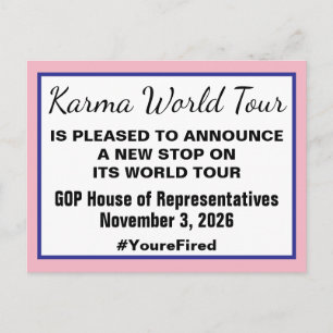 Cartão Postal De Anúncio Karma World Tour Médio Eleições 2026 GOP demitido