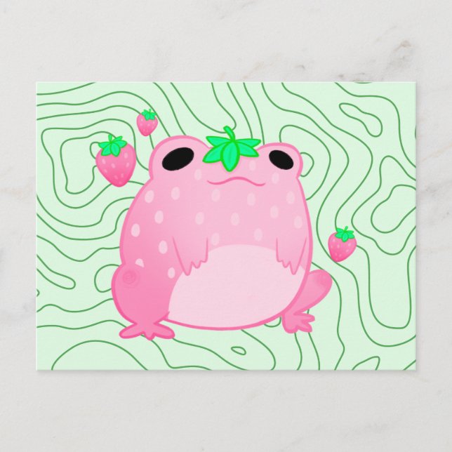 Cartão Postal De Anúncio Kawaii Strawberry Sapo Sofcore (Frente)