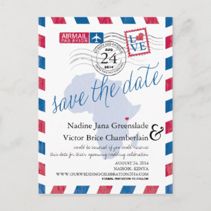 Cartão Postal De Anúncio KENYA South Africa Airmail Weding Date (Casamento 
