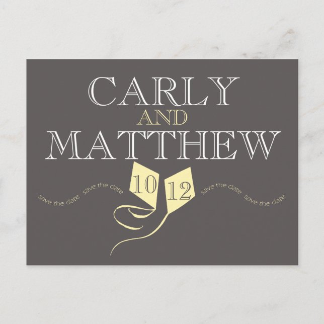 Cartão Postal De Anúncio Kites Rosa Salvem a Data (Frente)