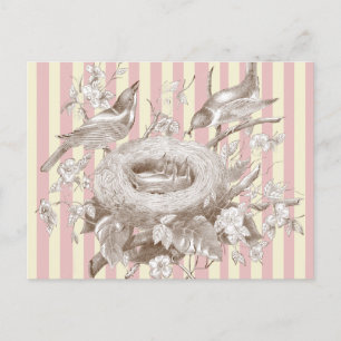 Cartão Postal De Anúncio La Petite Famille em casa de movimento rosa e crem