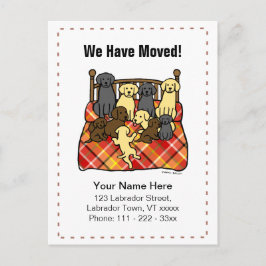 Cartão Postal De Anúncio Labrador Dogs Cartoon Novo Endereço