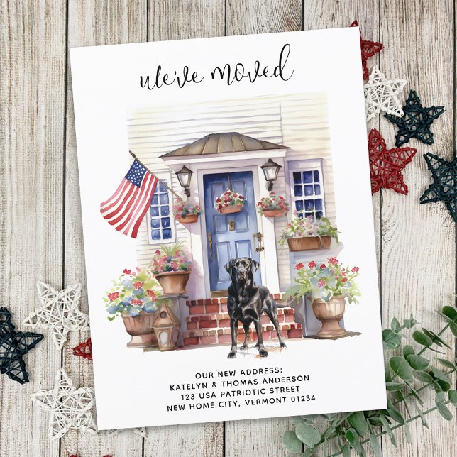 Cartão Postal De Anúncio Labrador Preto Patriótico Personalizado Cachorro s (Criador carregado)