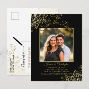 Cartão Postal De Anúncio Lacy Dourado no Black Wedding Salvar a foto de dat