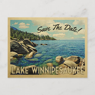 Cartão Postal De Anúncio Lago Winnipesaukee Salve A Data Vintage Postcards