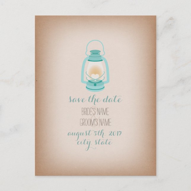 Cartão Postal De Anúncio Lâmpada de Acampamento Azul Claro Inspirada em Pap (Frente)