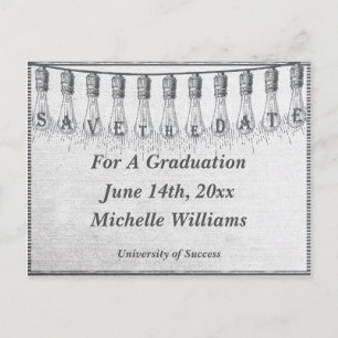 Cartão Postal De Anúncio Lâmpada Edison Graduação Salve A Data