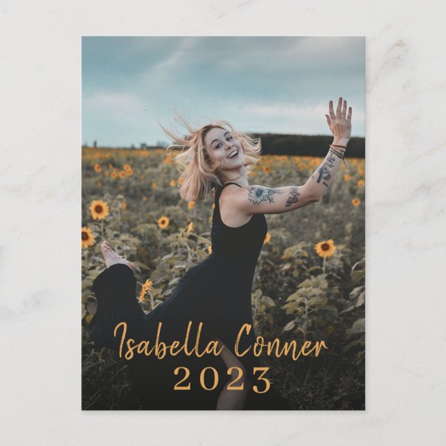 Cartão Postal De Anúncio Lançamento Da Classe De Graduação De Fotos Moderna (Frente)