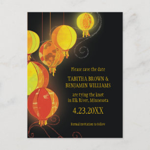 Cartão Postal De Anúncio Lanternas Penduradas Modernas para Casamento Save
