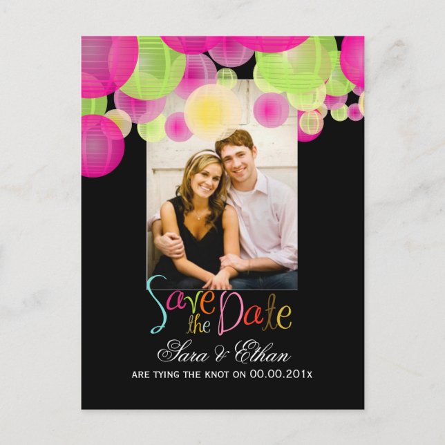 Cartão Postal De Anúncio Lanternas PixDezines salvam a data (Frente)