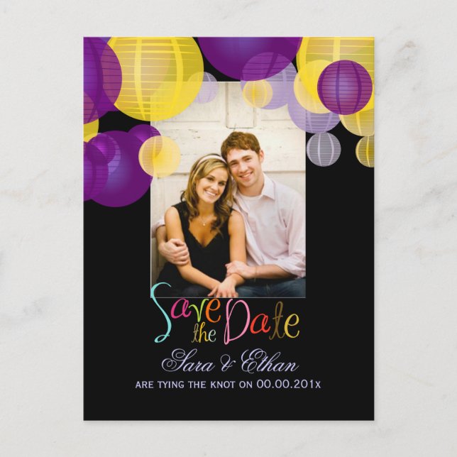 Cartão Postal De Anúncio Lanternas PixDezines salvam a data (Frente)