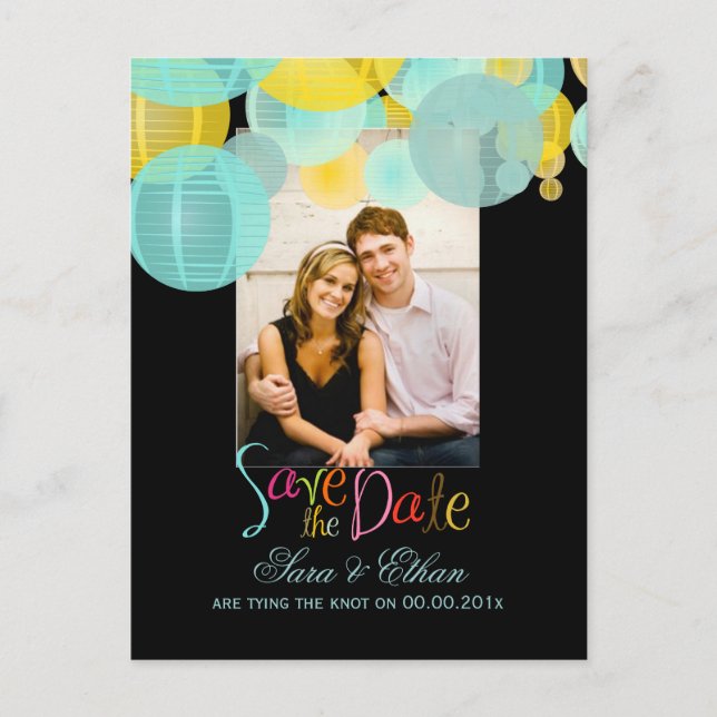 Cartão Postal De Anúncio Lanternas PixDezines save the date (Frente)