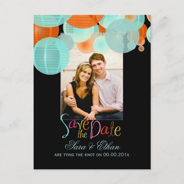 Cartão Postal De Anúncio Lanternas PixDezines save the date (Frente)