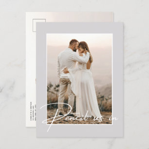 Cartão Postal De Anúncio Lápis Em Salvar A Data Foto De Casamento Announcem