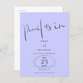 Cartão Postal De Anúncio Lápis Mínimo Em Lavanda De Script Salvar A Data