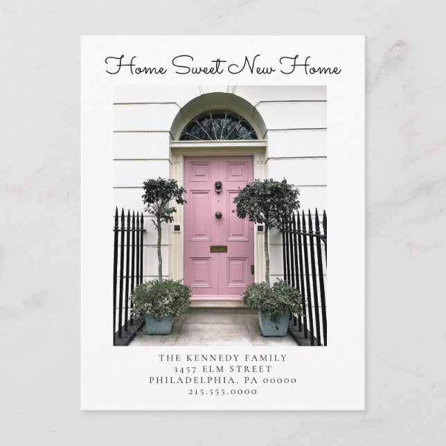 Cartão Postal De Anúncio Lar Doce Novo Lar Mudança de Endereço Foto Mudança (Frente)