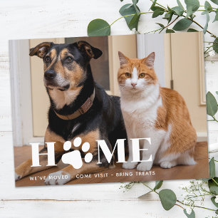 Cartão Postal De Anúncio Lar Pet Foto Moderna Nós nos Mudamos Cachorro Muda