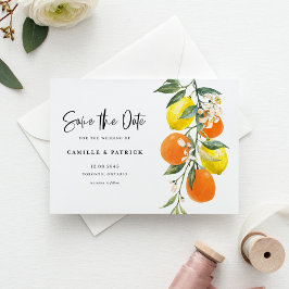 Cartão Postal De Anúncio Laranja Botânica e Lemon Garland Salvar a Data