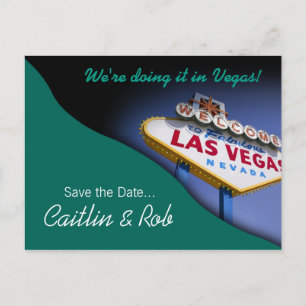 Cartão Postal De Anúncio Las Vegas Guarde a data (teal)