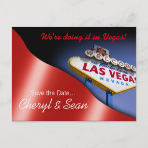 Cartão Postal De Anúncio Las Vegas Salvar a data (vermelho metálico)