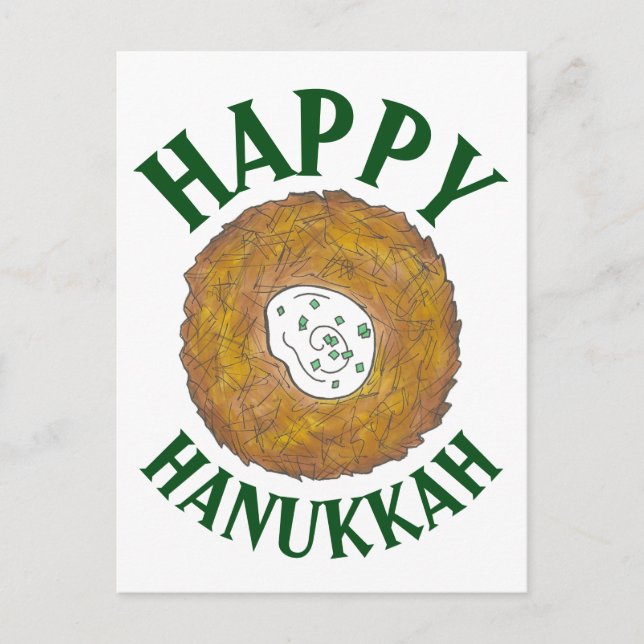 Cartão Postal De Anúncio Latkes Feliz Hanukkah Chanukah Feriados Judeus (Frente)