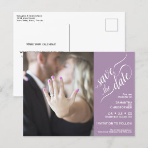 Cartão Postal De Anúncio Lavanda Casamento Salve a Data Foto e Caligrafia