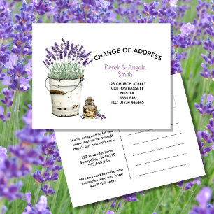 Cartão Postal De Anúncio Lavanda Mudança de endereço, novo endereço