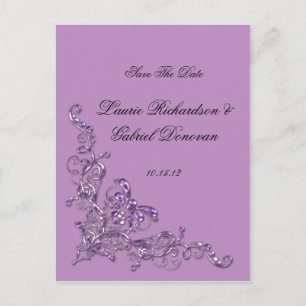 Cartão Postal De Anúncio Lavanda Ornamentado Selado Salve A Data