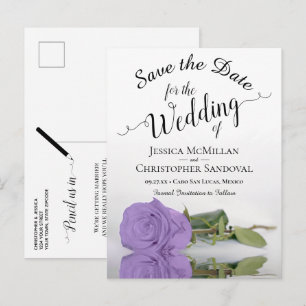 Cartão Postal De Anúncio Lavanda Roxo de Casamento da Rosa Elegante Salve a