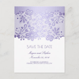 Cartão Postal De Anúncio Lavanda Roxo Lace Elegante Salvar Data