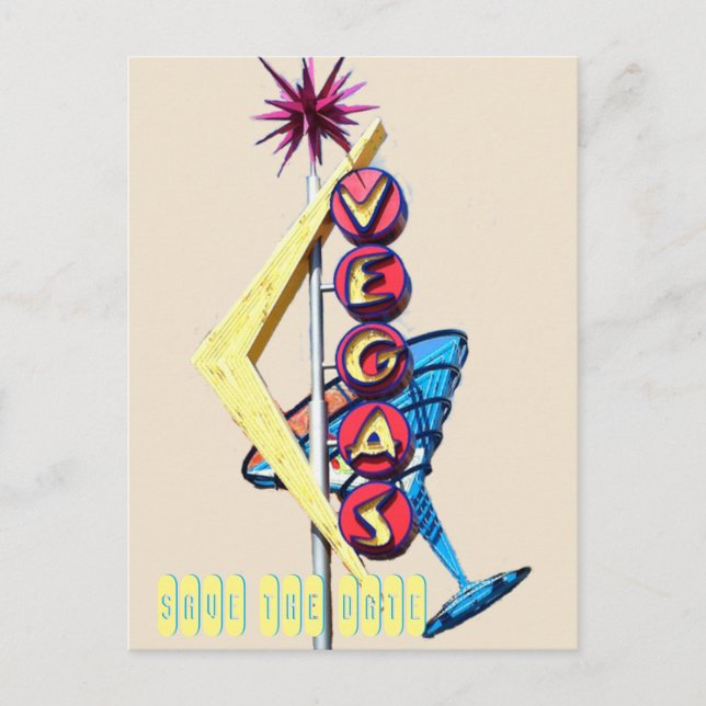 Cartão Postal De Anúncio Legal sinal de casamento de Neon Las Vegas (Frente)