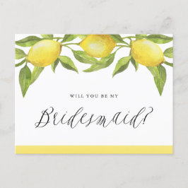 Cartão Postal De Anúncio Lemons e Greenery, Você Será Minha Carteira?