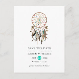 Cartão Postal De Anúncio Lenda indiana Casamento Boho Tribal Salvar a Data