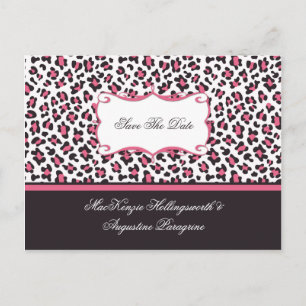 Cartão Postal De Anúncio Leopardo rosa e castanho salvam a data