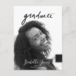Cartão Postal De Anúncio Letras Manuscritas Graduação de Fotos Minimalist