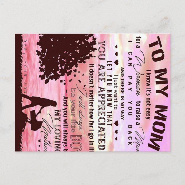 Cartão Postal De Anúncio Letter To My Mom | Letter To Family (Frente)