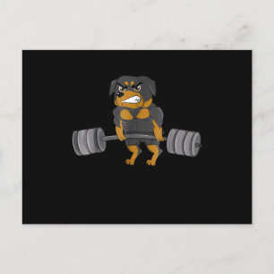Cartão Postal De Anúncio Levantamento de peso de bodybuilding do Rottweiler