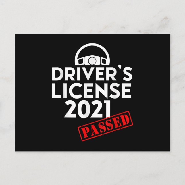 Cartão Postal De Anúncio Licença de Driver 2021 Passou Presentes Pela Prime (Frente)