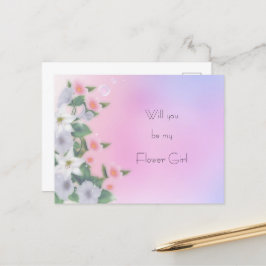 Cartão Postal De Anúncio Lily Petunias Hollyhock Vintage Flower Girl