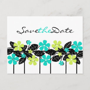 Cartão Postal De Anúncio Limão e Turqouise Floral Salvem o Cartão-Postal de
