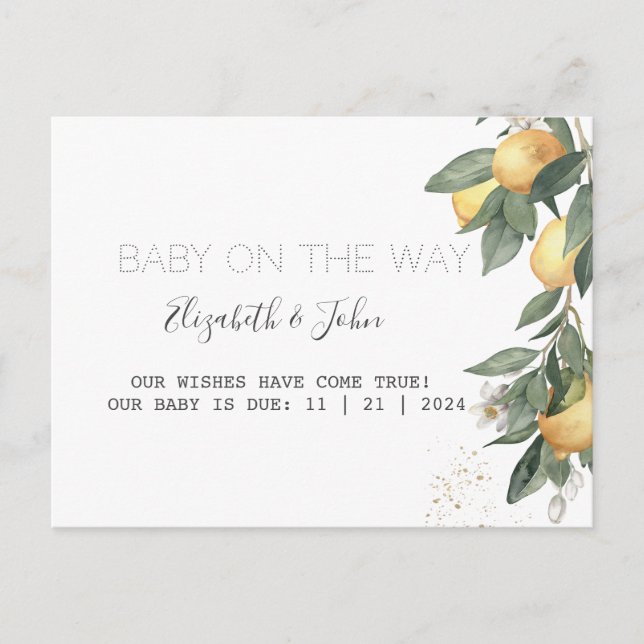 Cartão Postal De Anúncio Limões de Aquarela Verdes (Frente)