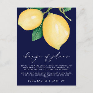 Cartão Postal De Anúncio Limões em Aquarela Mudança de Planos de Casamento