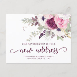 Cartão Postal De Anúncio Linda Floral Aquarela Nova Morada Mudança