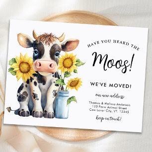 Cartão Postal De Anúncio Linda Vaca Novo Endereço Mudamos de País Mudança