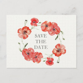 Cartão Postal De Anúncio Lindas papoulas vermelhas florais salvar as datas